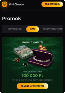 WildChance Casino mobile screen poromotions
