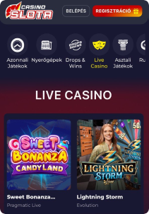 Slota Casino mobile screen live games