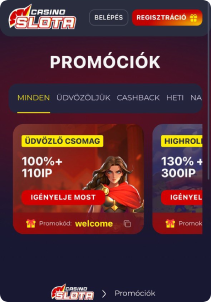 Slota Casino mobile screen promotions
