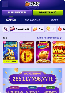 SpinBara Casino mobile screen slots games