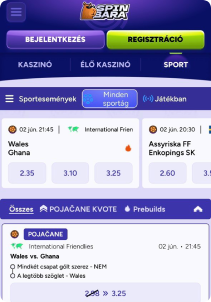 SpinBara Casino mobile screen sports