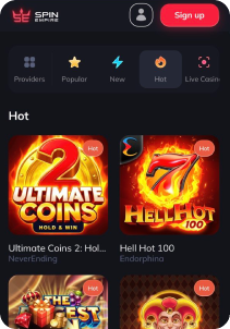 SpinEmpire casino screen2 slots games