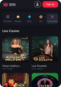 SpinEmpire casino screen3 live games