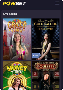 PowBet casino mob screen live games