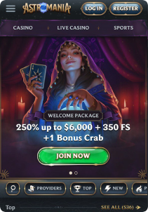 Astromania casino mob screen mane page