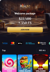 RollXo casino mob screen mane page