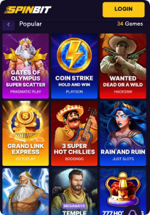 SpinBit casino mob screen slots games