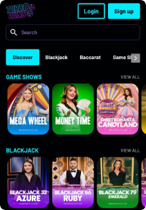 TurboWin casino mob screen live games