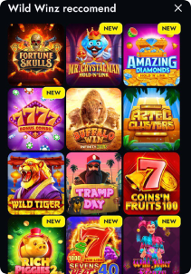 WildWinz casino mob screen slots games