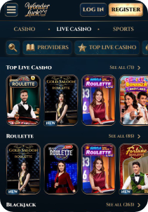 Wonderluck casino mob screen live games