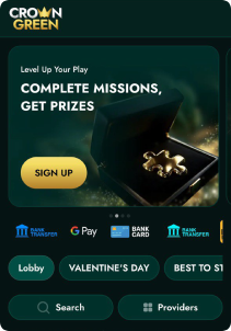 CrownGreen mob screen main page