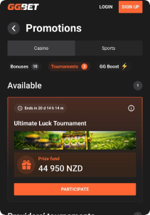 GGBet casino mob screen promotions
