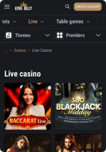 KingBilly casino mob screen live games