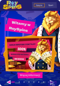 Royspins casino mobile screen welcome bonus