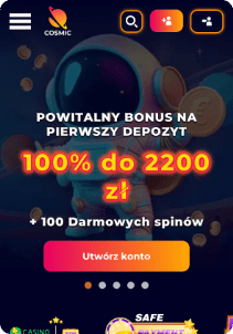 Cosmic casino mobile screen welcome bonus