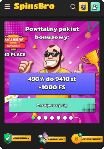 Spinsbro casino mobile screen welcome bonus