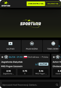 Sportuna casino mobile screen sports games