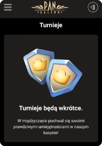 PanKasyno casino mobile screen tournament