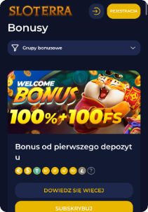 Sloterra casino mobile screen bonus