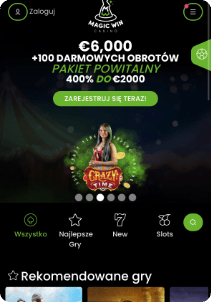 MagicWin casino mobile screen promotions bonus