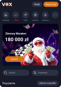 Vox casino mobile screen main page