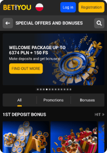 Betandyou casino mobile screen main page