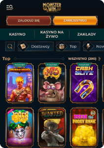 MonsterWin casino mobile screen slots games