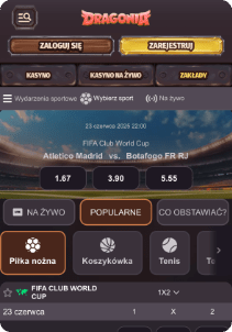 Dragonia casino mobile screen sports