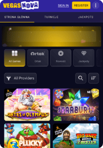 VegasNova casino mobile screen slots games