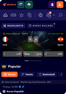 Winarius casino mobile screen sports