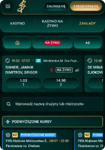 Cashed casino mobile screen sports