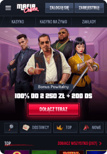 Mafia casino mobile screen main page