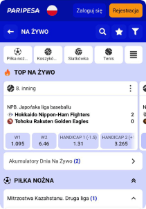paripesa casino mobile screen sports