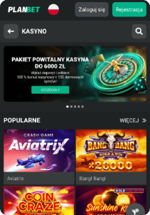 PlanBet casino mobile screen slots games