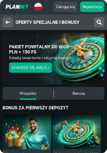 PlanBet casino mobile screen bonus