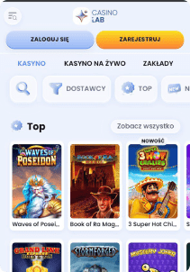 CasinoLab mobile screen slots games