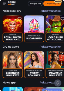 Corgi Bet Casino Screen top games