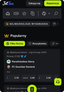 JetTon casino mobile screen sports