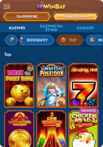 WinBay Casino mobile screen slots games