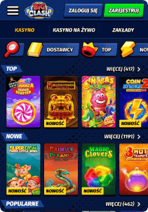 BiGClash Casino mobile screen slots games