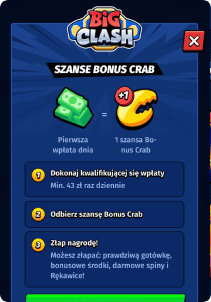 BiGClash Casino mobile screen bonus