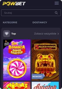PowBet Casino mobile screen slots games