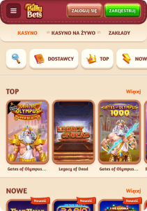 BillyBets Casino mobile screen slots games