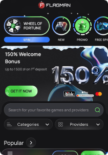 Flagman Casino mobile screen main page