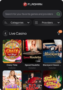 Flagman Casino mobile screen live games