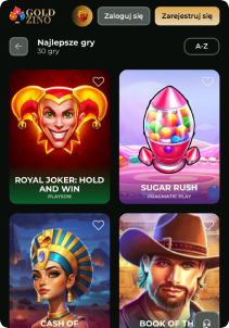 GoldZino Casino mobile screen slots games