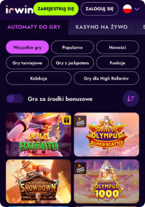 IrWin Casino mobile screen slots games