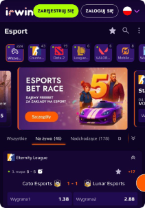 IrWin Casino mobile screen sports