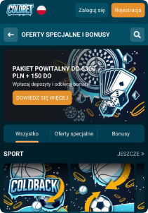 ColdBet Casino mobile screen promotions