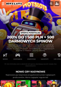 HotSlots Casino mobile screen main page
